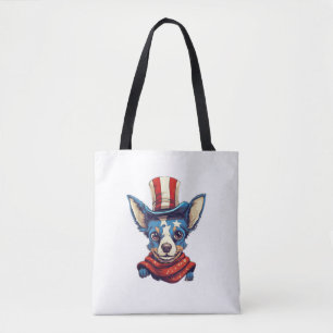 Tote Bag 4 juillet Patriotique Rat Terrier Chien