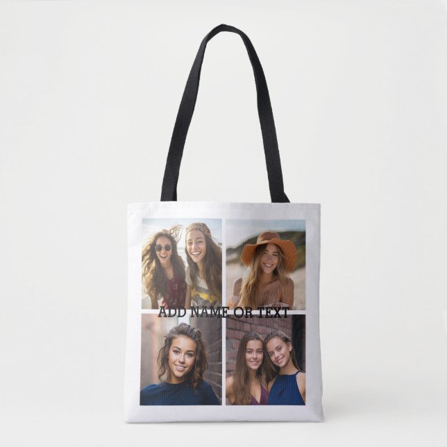 Tote Bag 4 Photo Collage - Arrière - plan blanc (Devant)