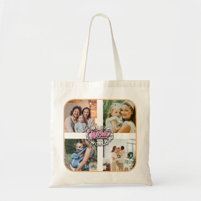 Tote Bag 4 Photo Collage Famille Mémoire Fête des mères (Devant)