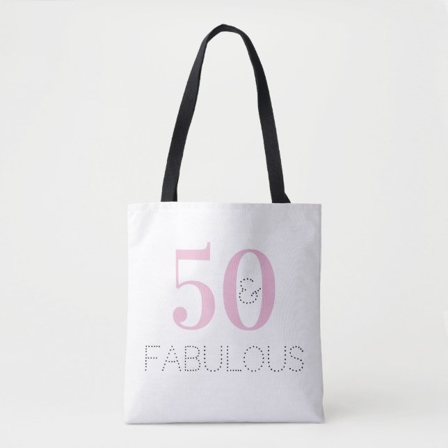 Tote Bag 50 et fabuleuse Typographie rose Anniversaire (Devant)