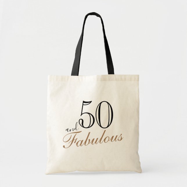 Tote Bag 50 et fabuleux élégant script noir Anniversaire (Devant)