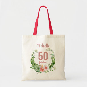 Tote Bag 50 et fabuleux rose pâle anniversaire personnalisé
