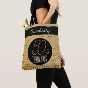 Tote Bag 50 et Fabulous Gold Personnalisé fête d'anniversai