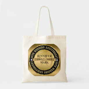Tote Bag 50E Anniversaire Mariage Métallic Or & Noir 2