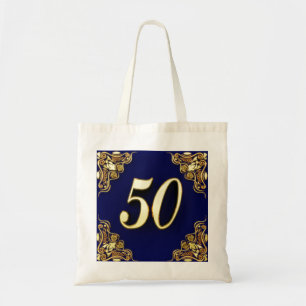 Tote Bag 50e anniversaire ou anniversaire Regal Gold et Blu