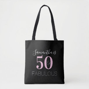 Tote Bag 50e anniversaire Personnalisé noir rose