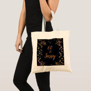 Tote Bag 60 et Sassy 60e anniversaire Noir Or Faux