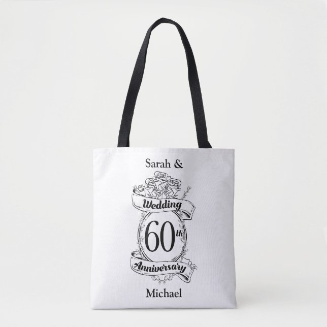Tote Bag 60e anniversaire de Mariage de diamant Fleurs (Devant)
