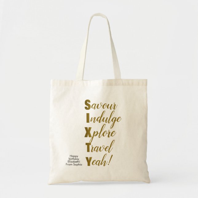 Tote Bag 60e Anniversaire Or Soixante Acrostique (Devant)