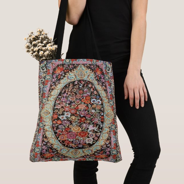 Tote Bag 60s Vintage Perse Turc Floral Motif (De près)