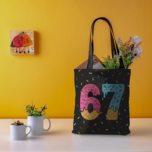 Tote Bag 67 Drôle Mème Crème de glace Six sept Gen Alpha (Créateur téléchargé)