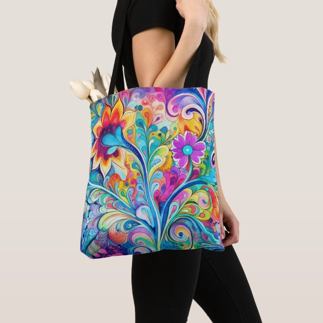 Tote Bag 70s 60s Psychedelic Hippy Retro Hip (De près)