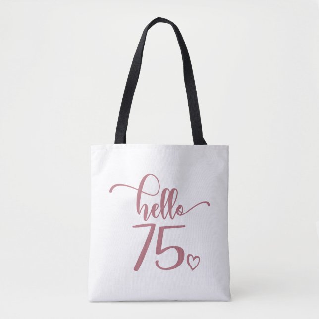 Tote Bag 75e anniversaire femmes Bonjour 75 mignonne 75 ans (Devant)