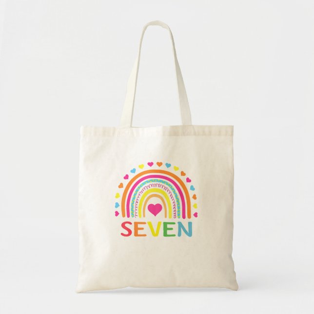 Tote Bag 7 Ans Arc En Ciel 7e Anniversaire Cadeau Pour Fill (Devant)