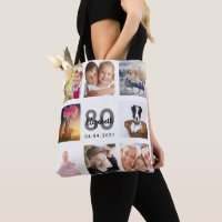 80e anniversaire famille photo collage femme blanc