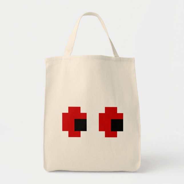 Tote Bag 8 bits Éffrayants yeux rouges (Devant)