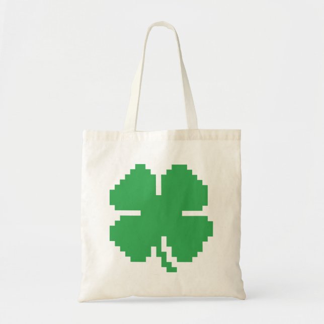 Tote Bag 8 bits Pixel Lucky Four Leaf Clocher (Devant)