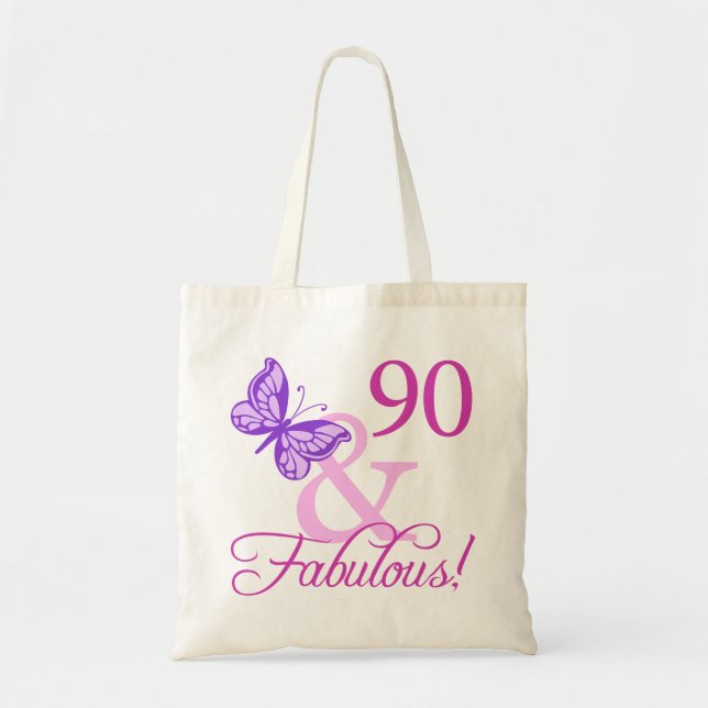 Tote Bag 90 Et Cadeaux Fabuleux Anniversaires (Plum) (Devant)