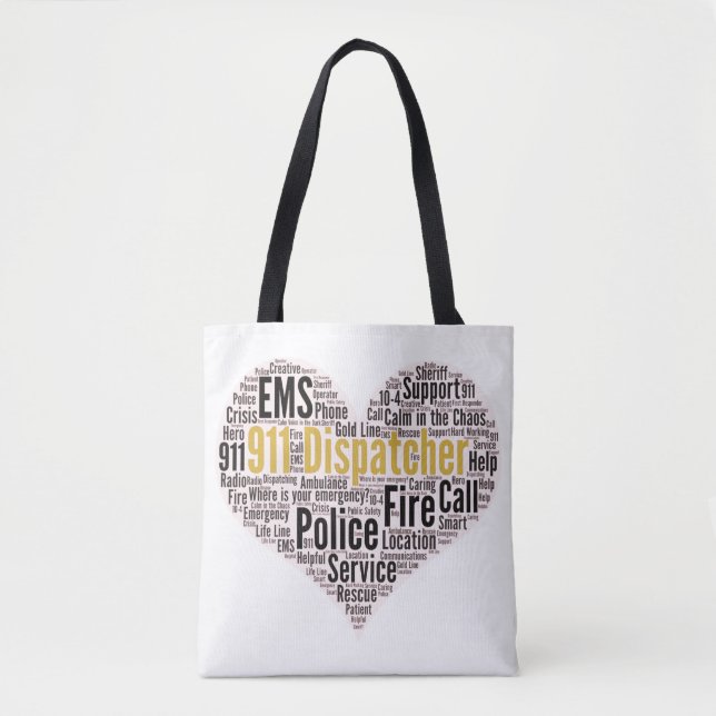 Tote Bag 911 Dispatcher Word Cloud (Devant)