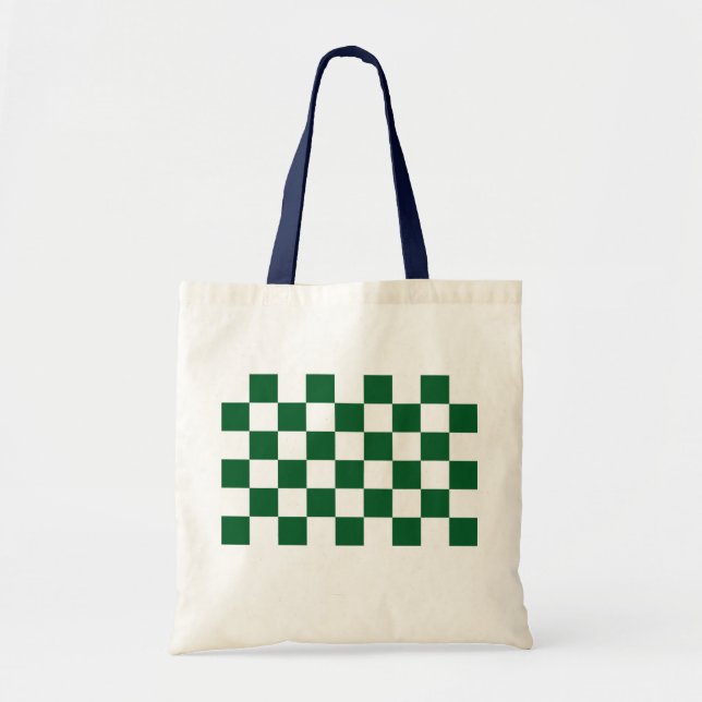 Tote Bag à damiers vert et blanc (Devant)