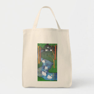 Tote Bag A Flock of Seven Swans-A-Swimming