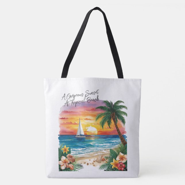 Tote Bag A Gorgeous Sunset At Tropical Beach, Vacation (Devant)