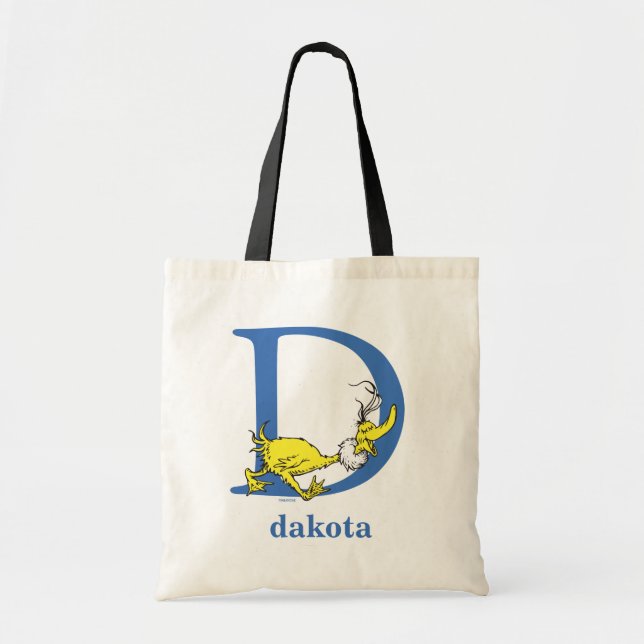 Tote Bag ABC du Dr Seuss : Lettre D - Bleu | Ajouter Votre  (Devant)