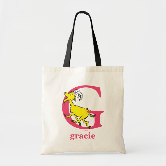 Tote Bag ABC du Dr Seuss : Lettre G - Rose | Ajouter Votre  (Devant)