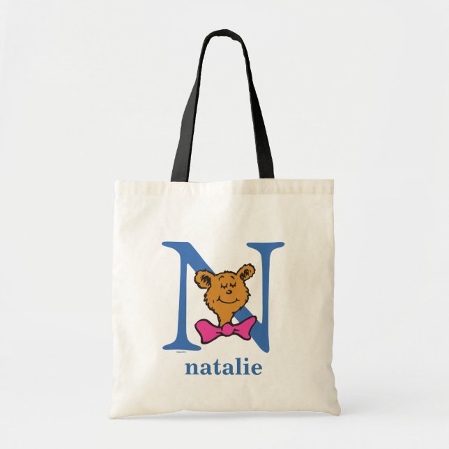Tote Bag ABC du Dr Seuss : Lettre N - Bleu | Ajouter Votre  (Devant)