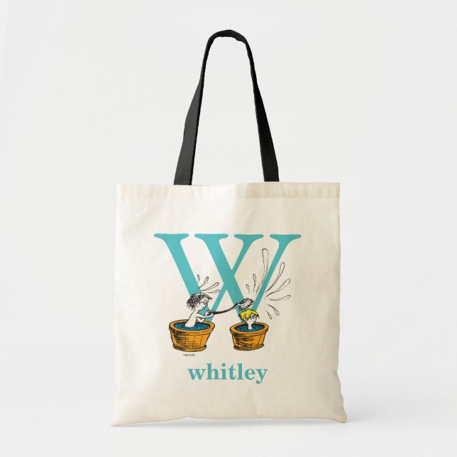 Tote Bag ABC du Dr Seuss : Lettre W - Bleu | Ajouter Votre  (Devant)