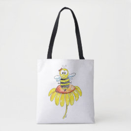 Tote Bag Abeille blanche mignonne sur une fleur