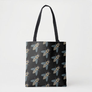 Tote Bag Abeille de miel (noir motif) - Fourre-tout