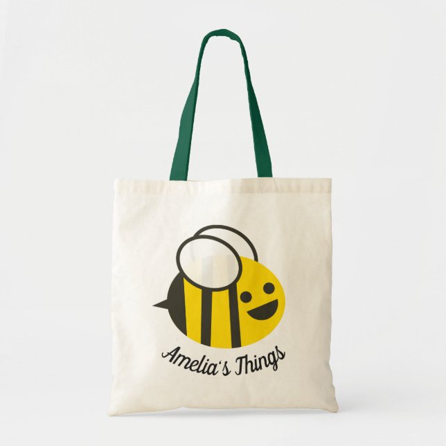 Tote Bag Abeille heureuse de bande dessinée mignonne (Devant)