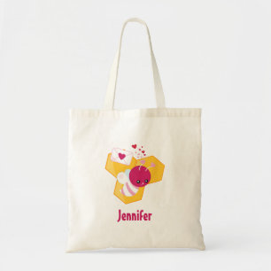 Tote Bag Abeille mignonne aux Coeurs de Saint-Valentin rose