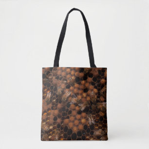 Tote Bag Abeilles à miel sur un rayon de miel