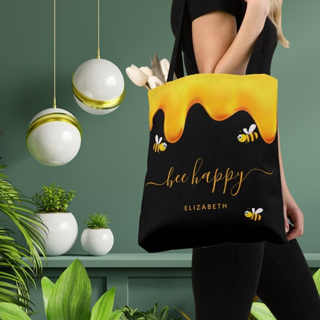 Tote Bag Abeilles noires joyeux bosse abeilles doux miel mo (Créateur téléchargé)