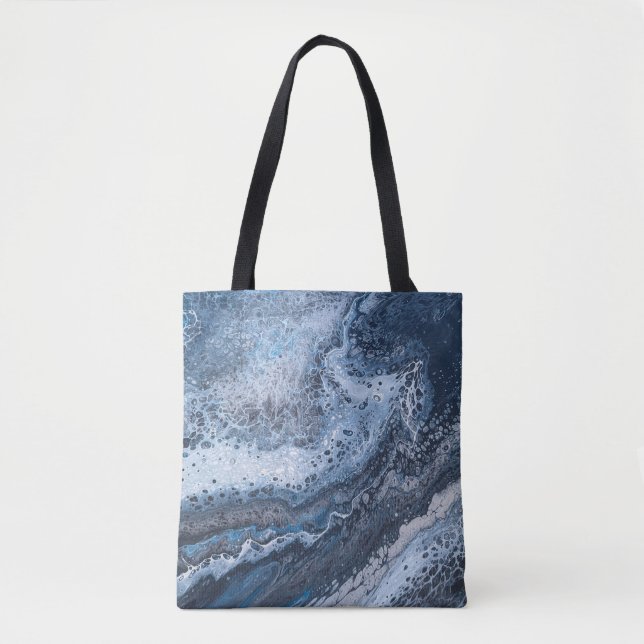Tote Bag Abstract Blue & Gray Ocean Drift (Devant)