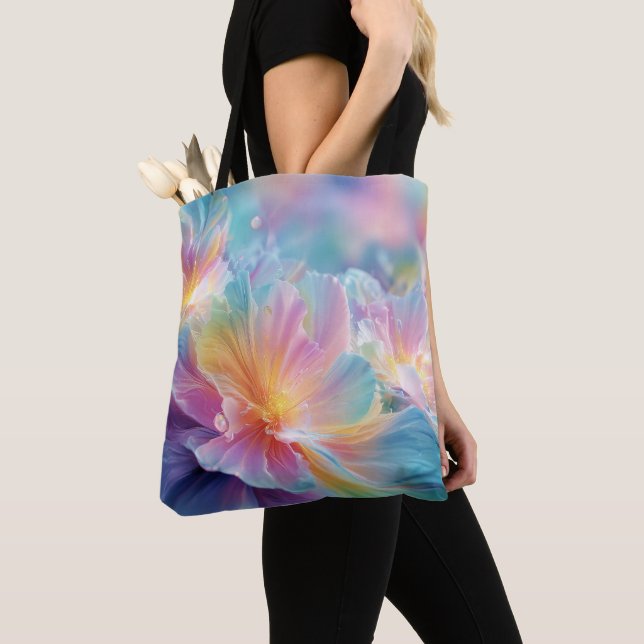Tote Bag Abstract cosmic floral explosion in pastel (De près)
