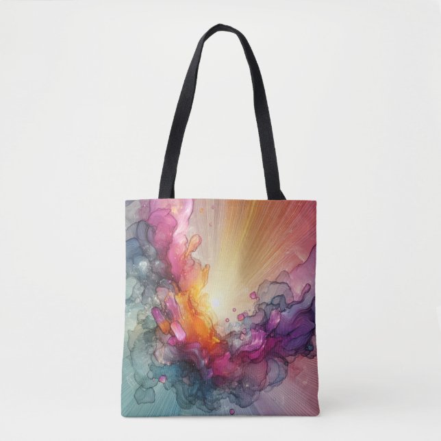Tote Bag Abstract Sun Rays Floral Cloud Ink Landscape (Devant)