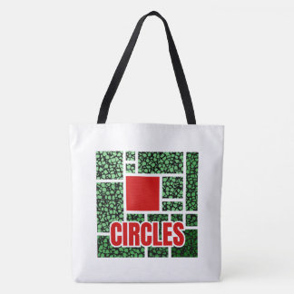 Tote Bag Abstraction Tachetée Verte avec Accents Rouges