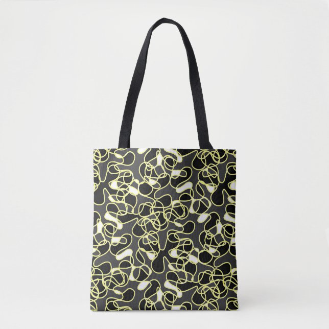 Tote Bag Abstrait 290523 Noir, Jaune et Blanc (Devant)
