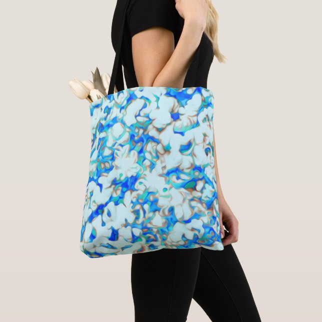 Tote Bag Abstrait blanc et bleu (De près)