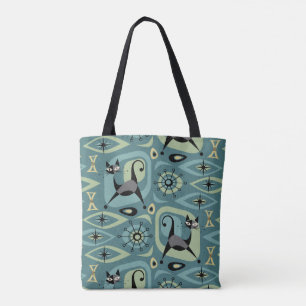 Tote Bag Abstrait de chats du milieu du siècle