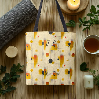 Tote Bag Abstrait doux - Beige, Or, Noir Géométrique