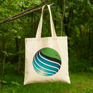 Tote Bag Abstrait Green and Blue Globe Modern Earth