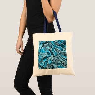 Tote Bag Abstrait marbré bleu Icy