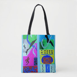 Tote Bag Abstrait moderne bleu noir С coloré géométrique