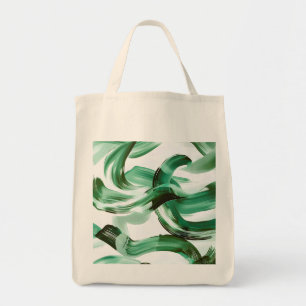 Tote Bag Abstrait Moderne de Traits de Pinceau Vert Minimal