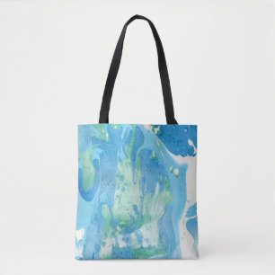 Tote Bag Abstrait moderne Modèle bleu vert blanc