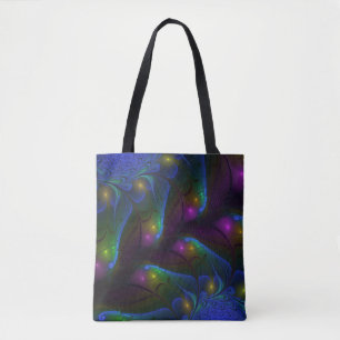 Tote Bag Abstrait Moderne Trippy Fractal Lumineux Coloré
